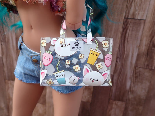 Smart doll clear cute animal drink strawberry print purse