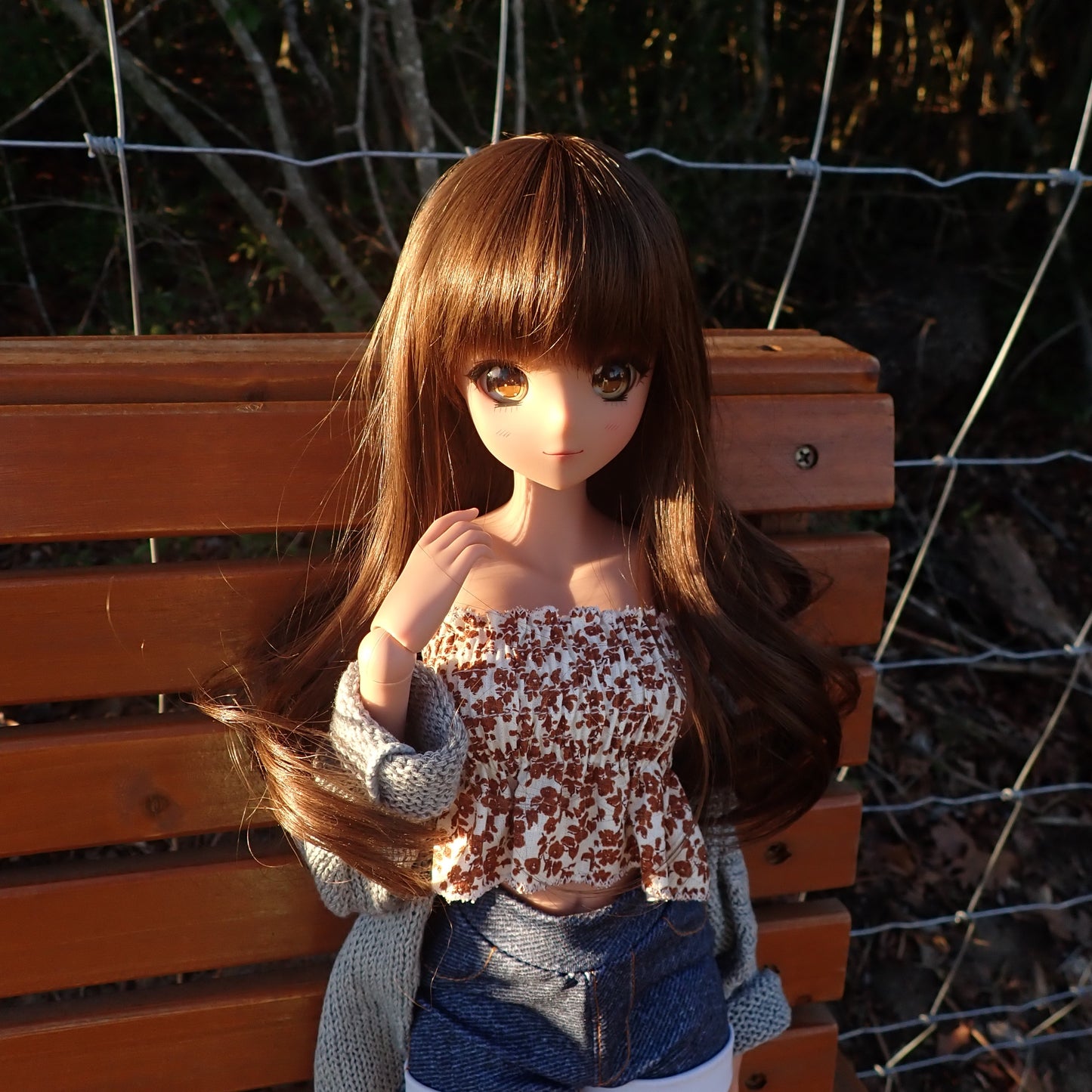 Smart doll shirred brown floral print tube top (Classic)