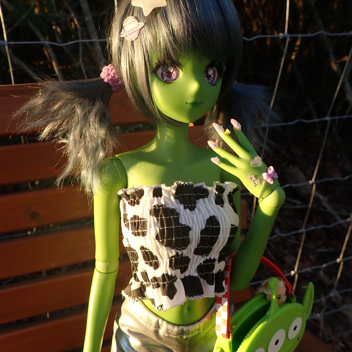 Smart doll shirred cow print tube top (Classic)