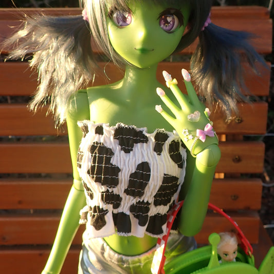 Smart doll shirred cow print tube top (Classic)