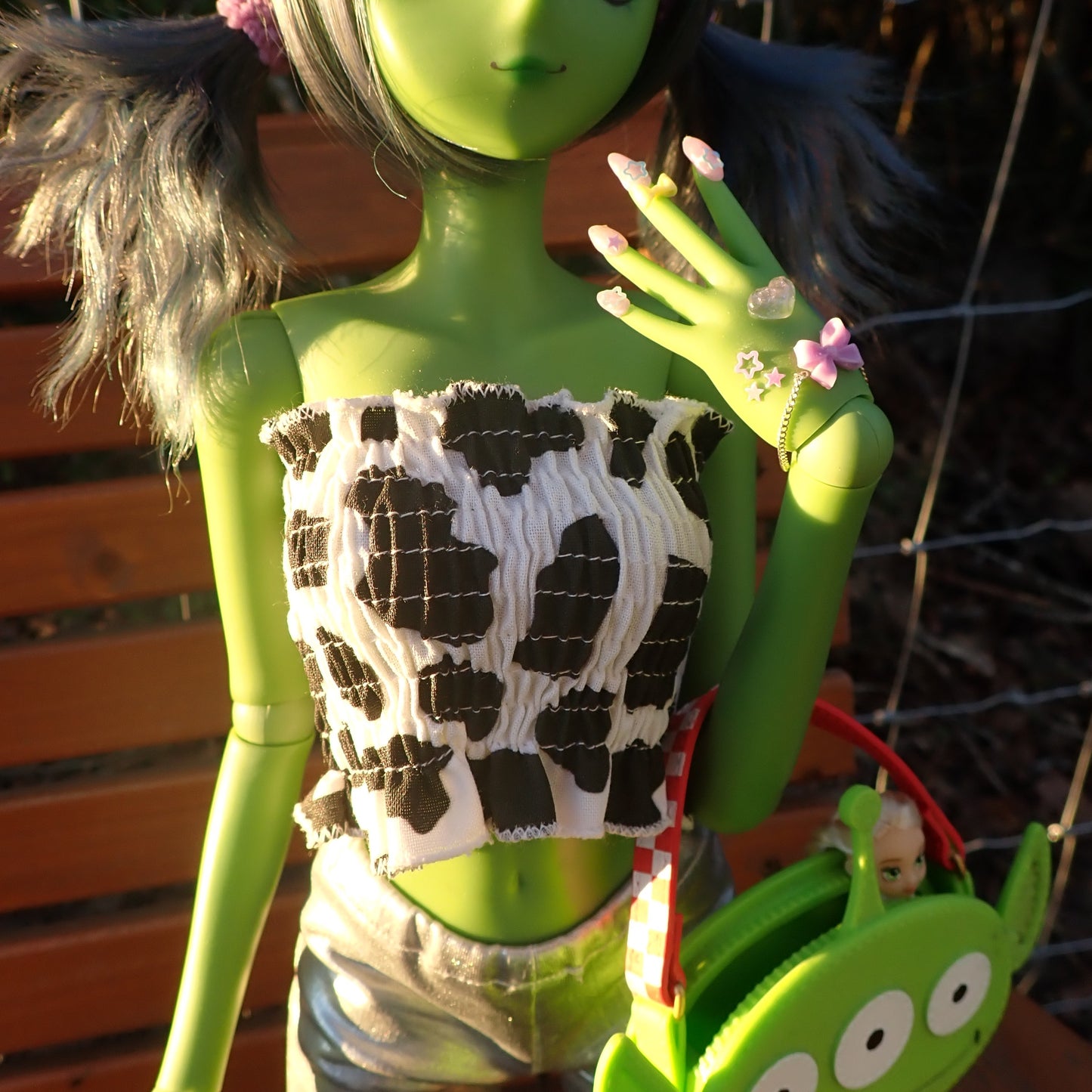 Smart doll shirred cow print tube top (Classic)