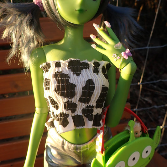 Smart doll shirred cow print tube top (Classic)