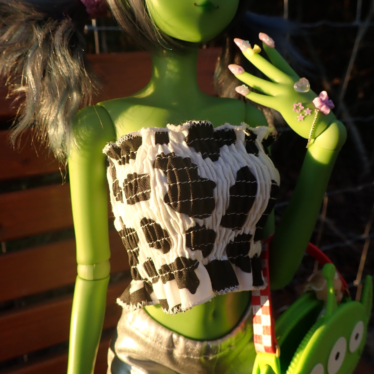 Smart doll shirred cow print tube top (Classic)