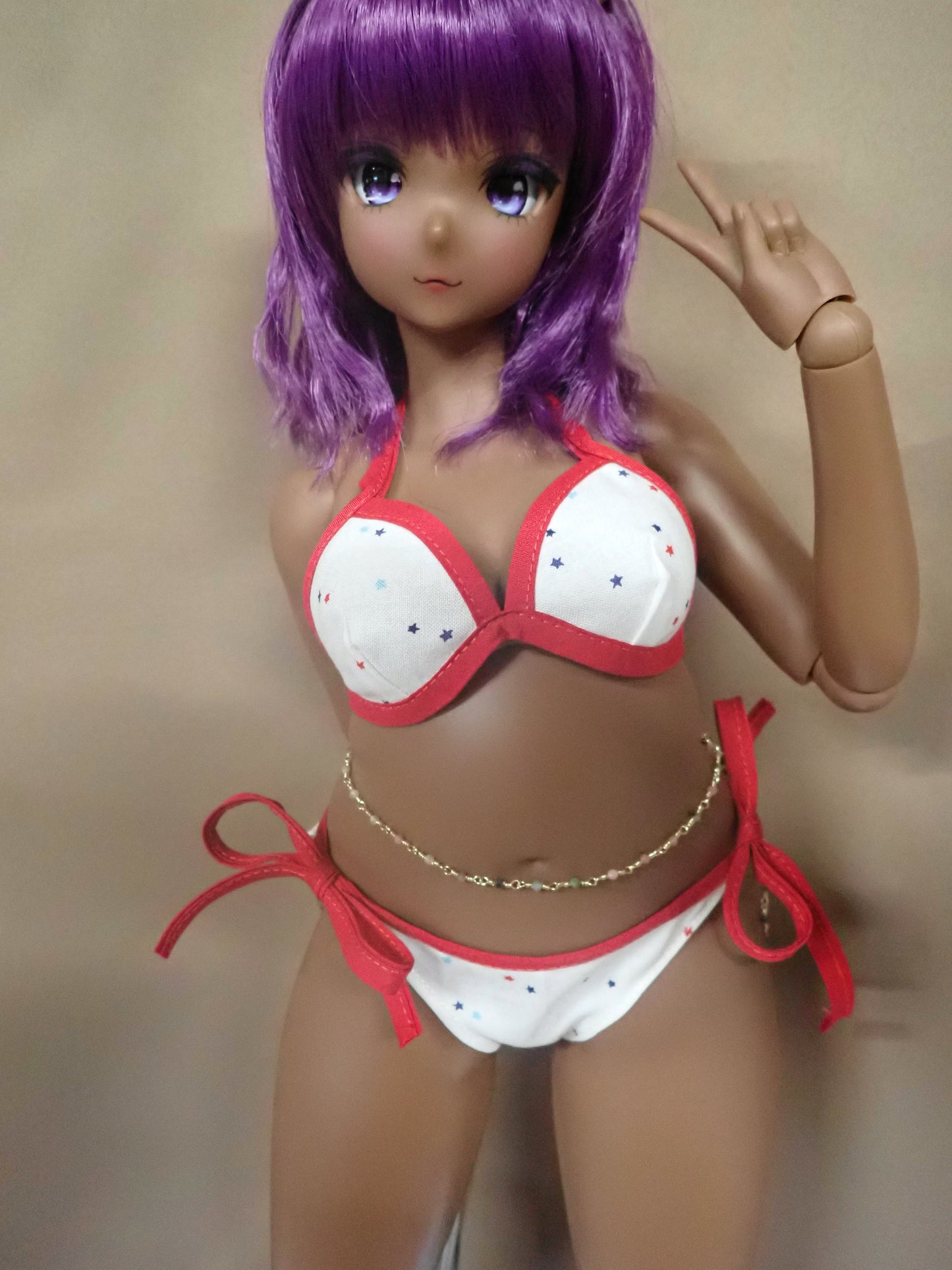 Smart doll stars bikini 2 piece swimsuit red white and blue (Pear)