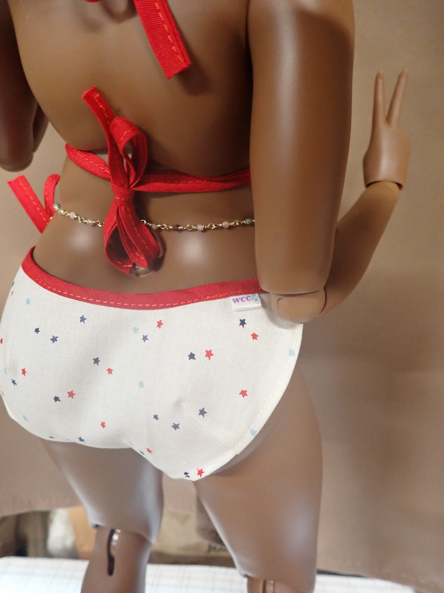 Smart doll stars bikini 2 piece swimsuit red white and blue (Pear)