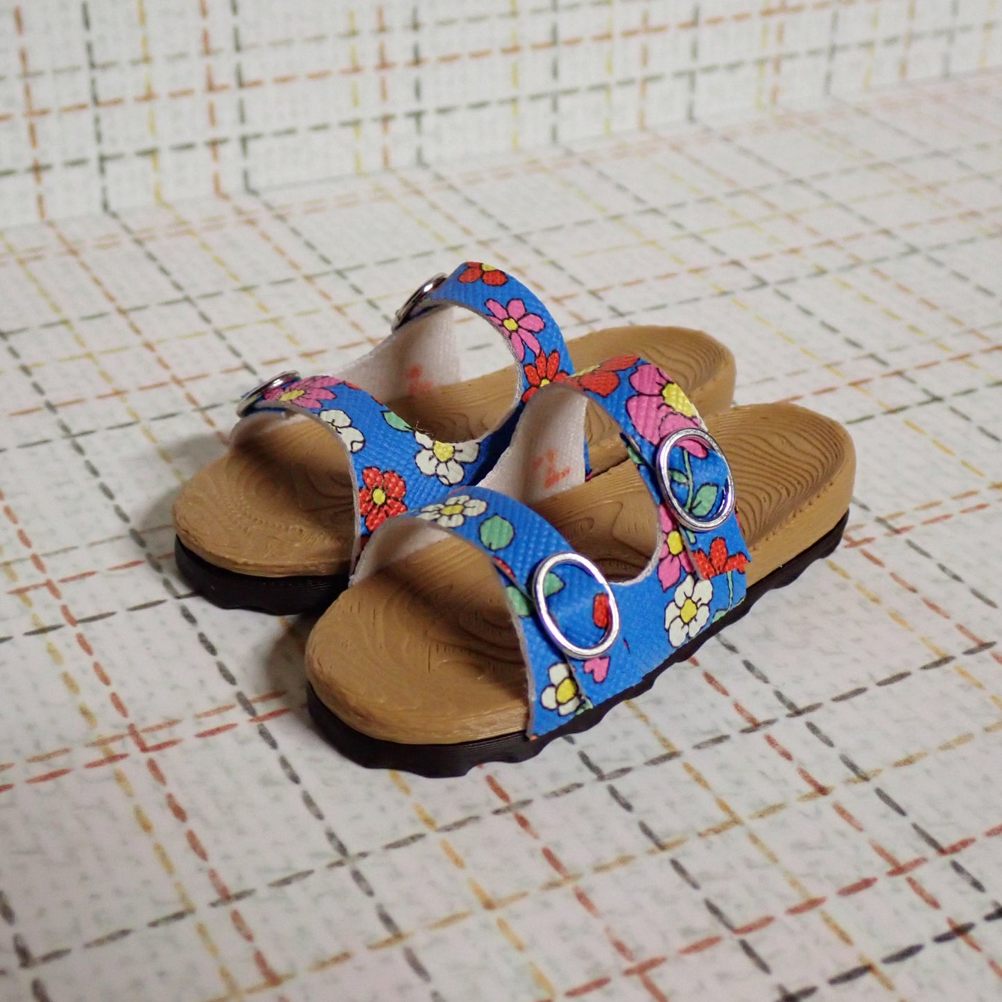 Smart doll cork bottom sandals blue floral (Girls)
