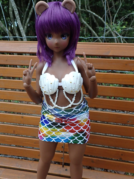 Smart doll mermaid outfit- Rainbow sparkle (Pear)