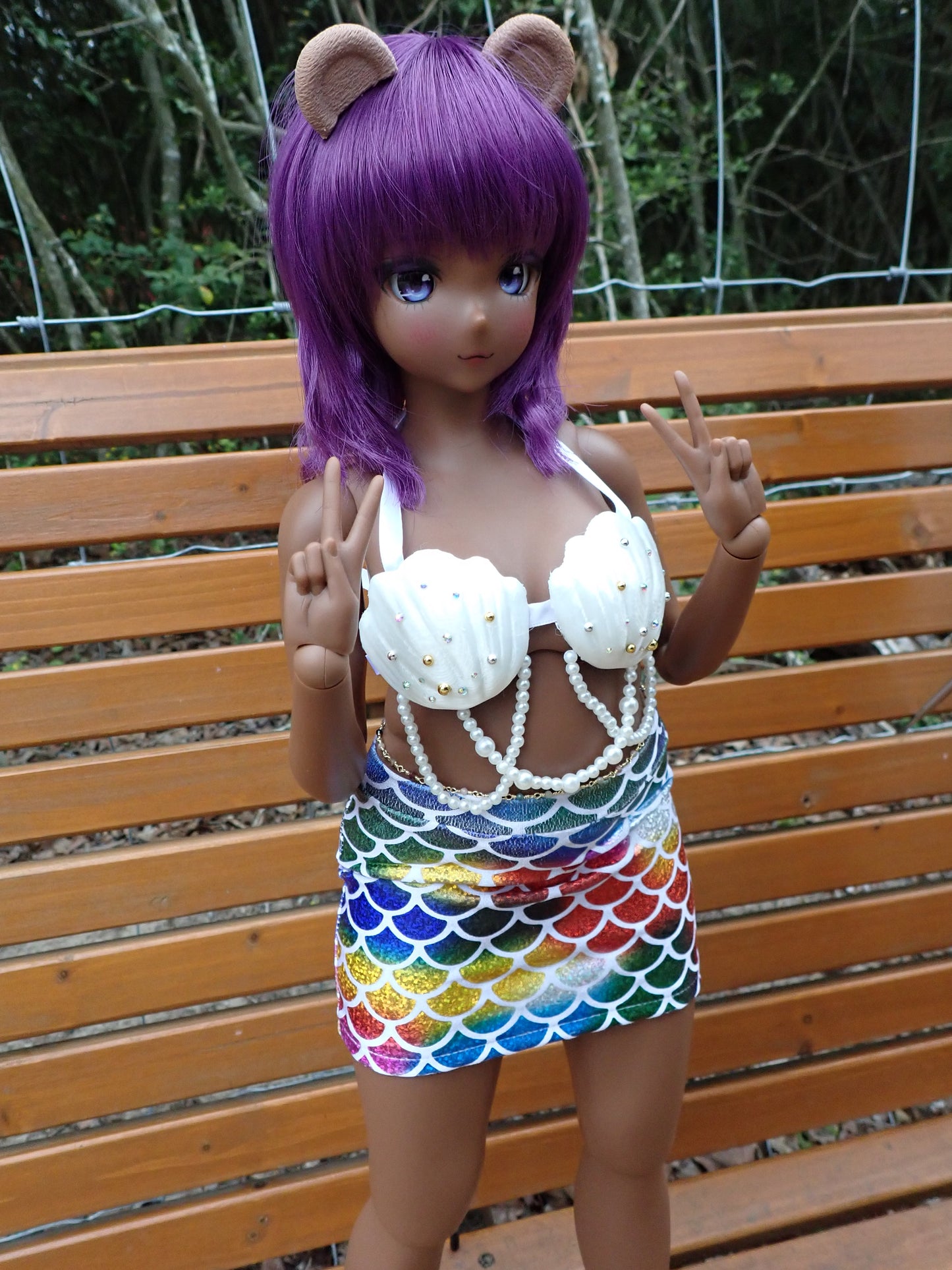 Smart doll mermaid outfit- Rainbow sparkle (Pear)