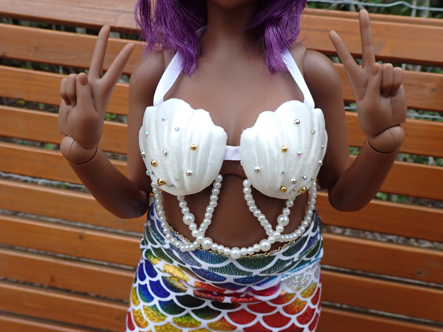 Smart doll mermaid outfit- Rainbow sparkle (Pear)