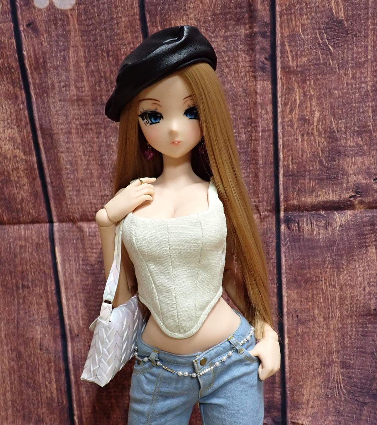 Smart doll iridescent woven purse