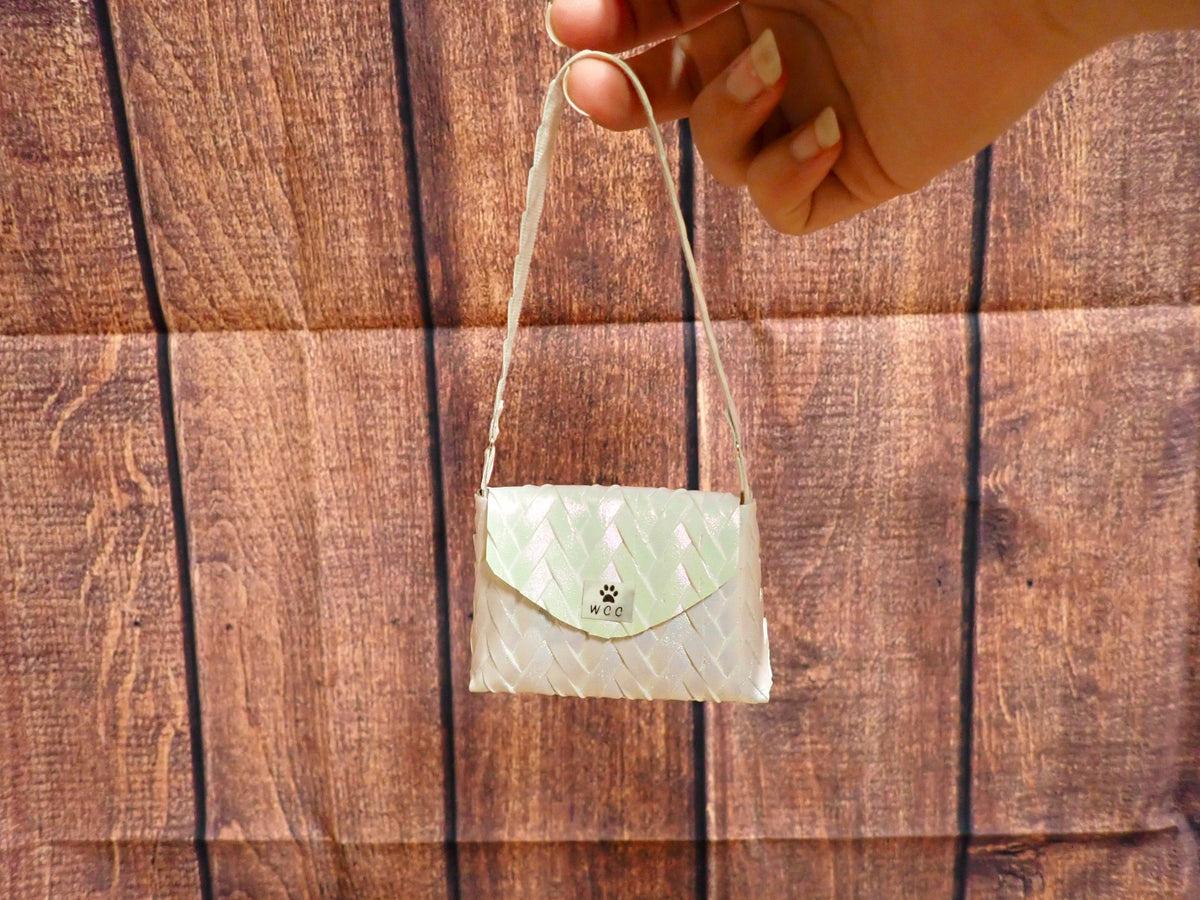 Smart doll iridescent woven purse