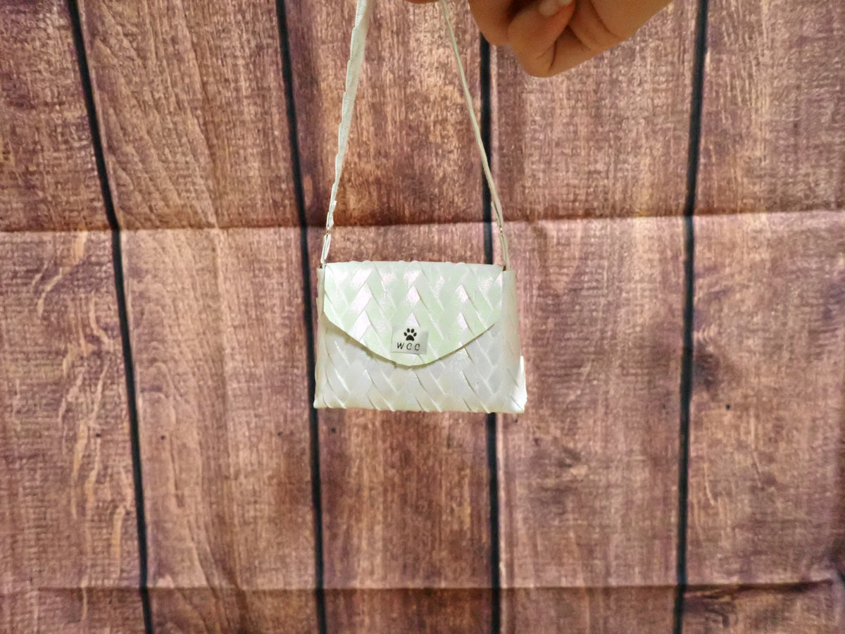 Smart doll iridescent woven purse