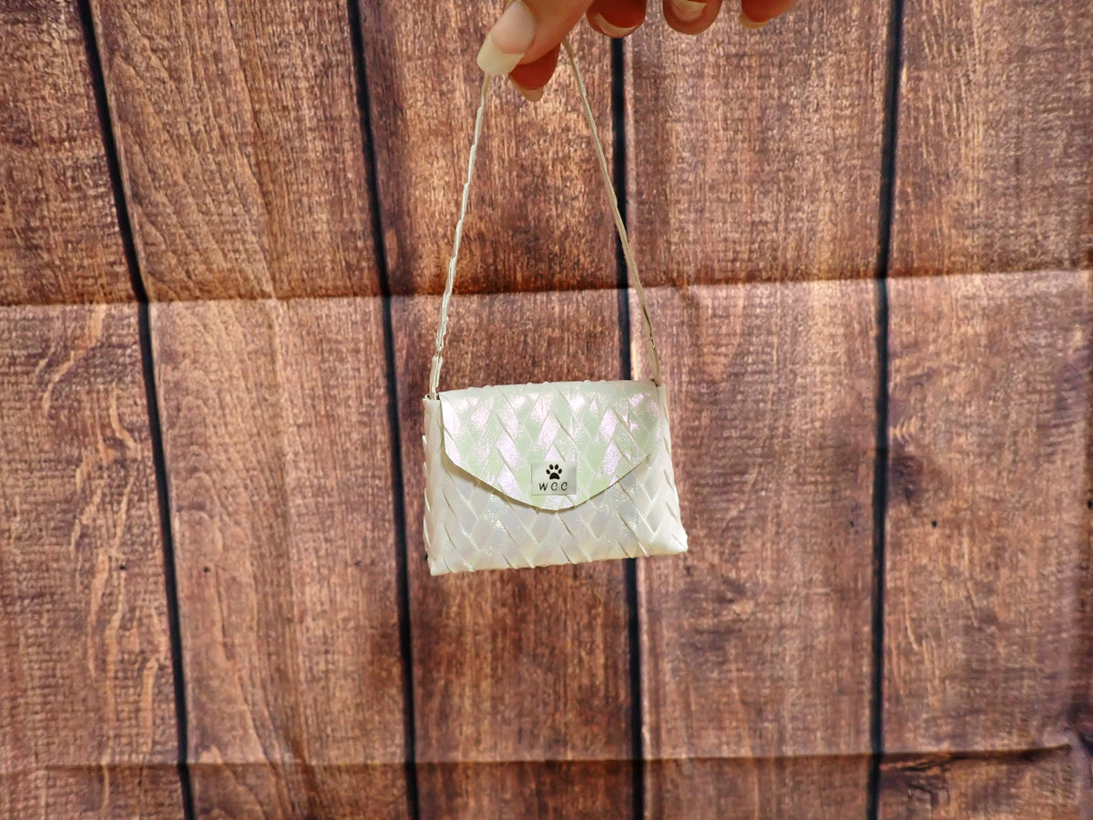 Smart doll iridescent woven purse