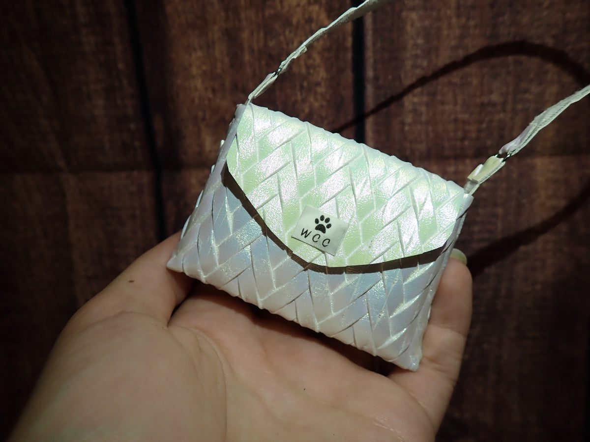 Smart doll iridescent woven purse