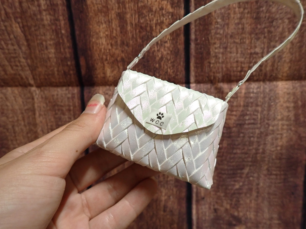 Smart doll iridescent woven purse