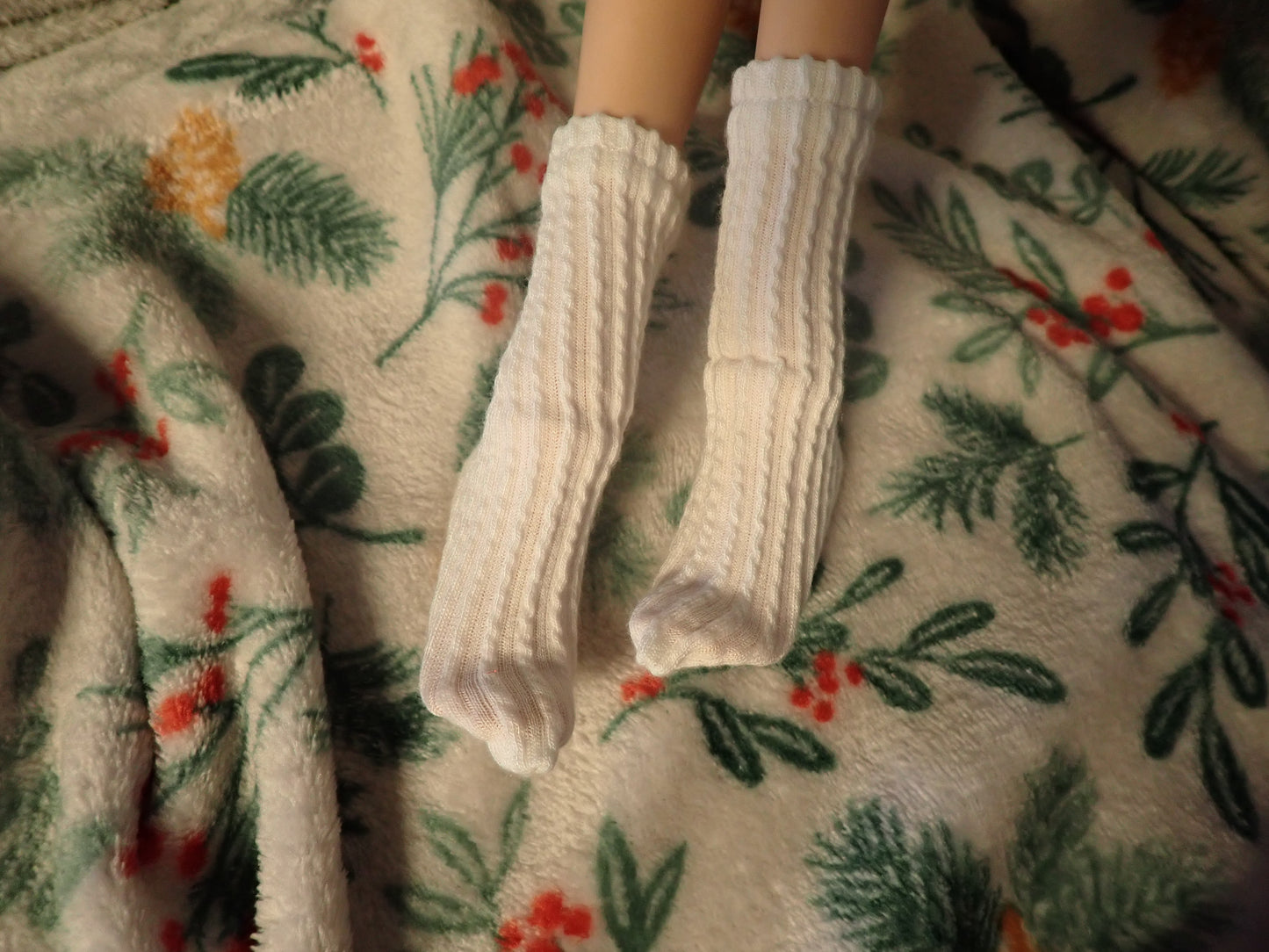 Smart doll Classic sweater dress and socks set off white ribbed knit