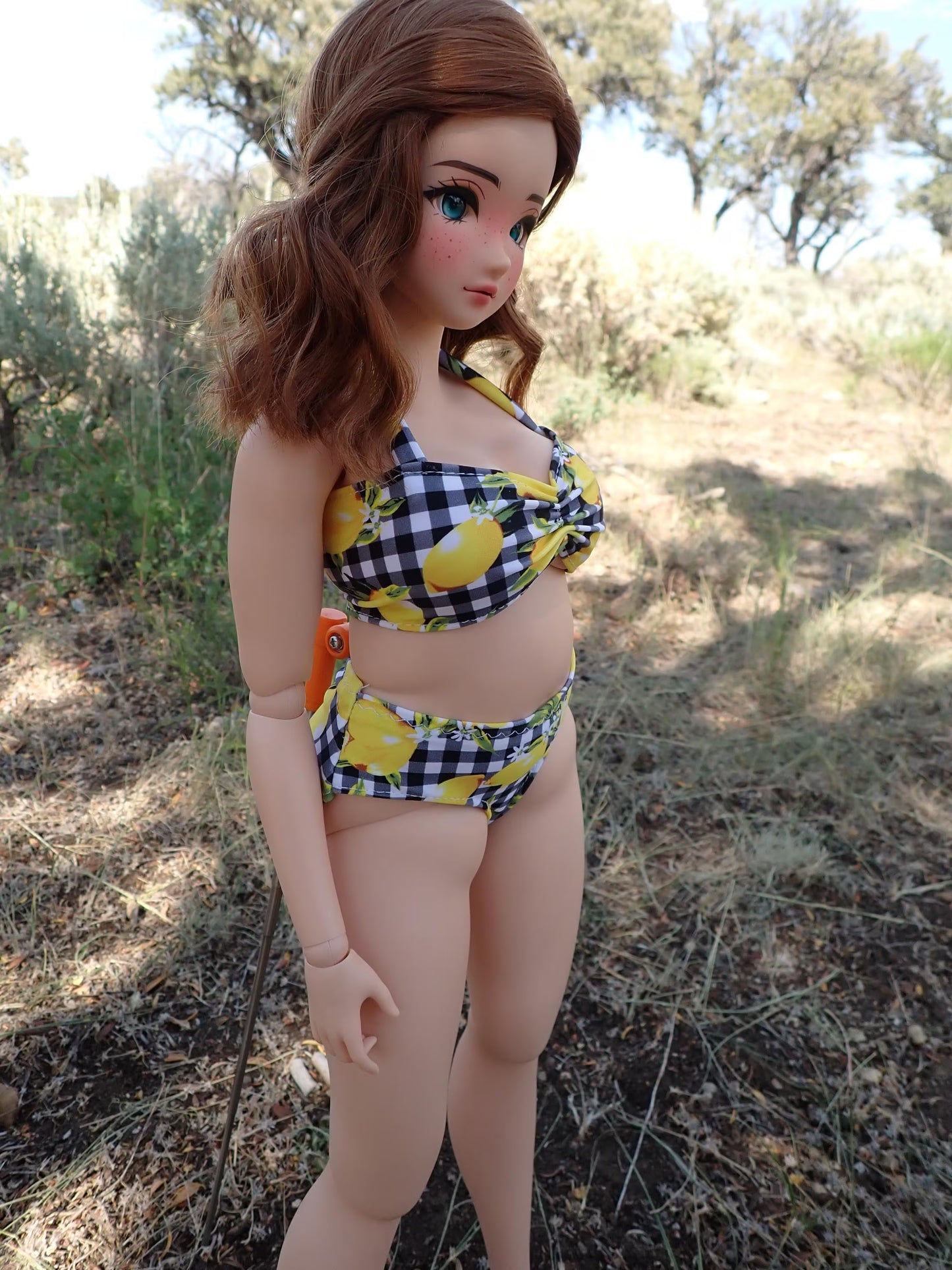 MADE TO ORDER Smart doll PEAR lemon gingham swimsuit bikini
