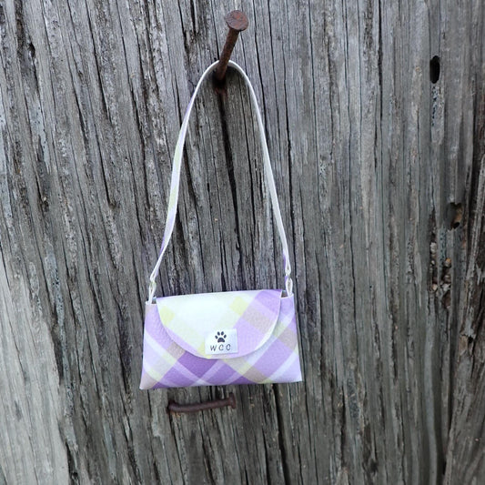 Smart doll white purple yellow plaid shoulder bag purse