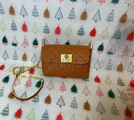 Smart doll purse brown textured leather
