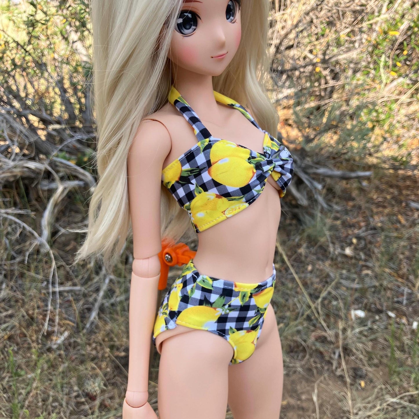 MADE TO ORDER Smart doll lemon gingham swimsuit bikini