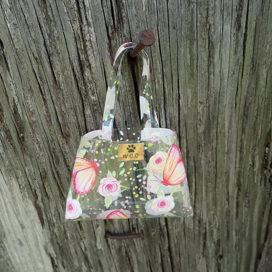 Smart doll clear butterfly flower print purse