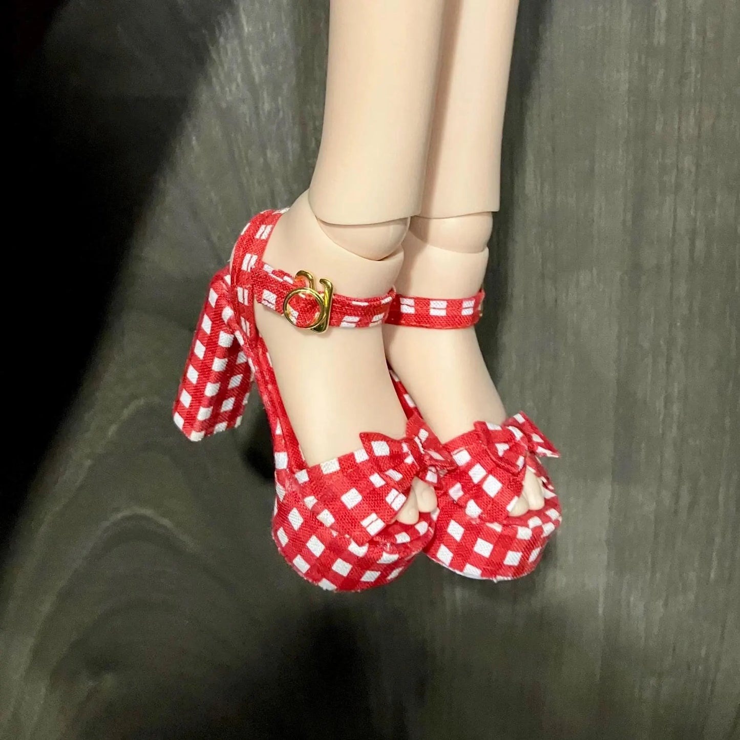 MADE TO ORDER Smart doll red gingham chunky heels
