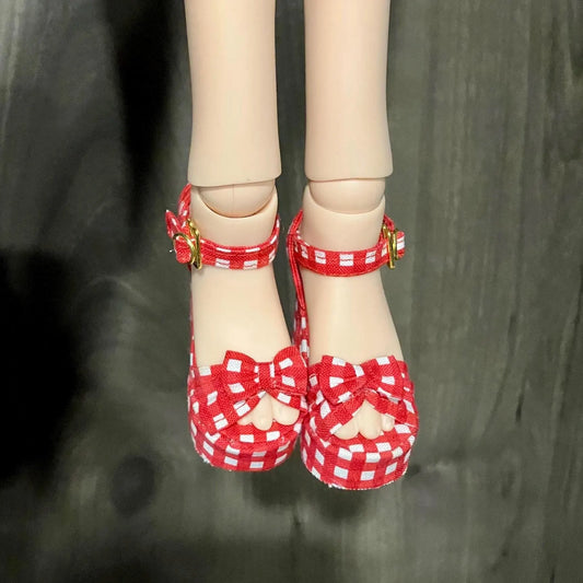 MADE TO ORDER Smart doll red gingham chunky heels